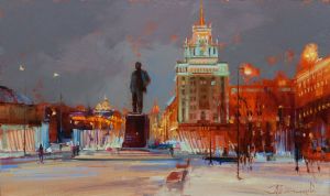 Живопись, Масло - По Москве на лыжах. Триумфальная площадь