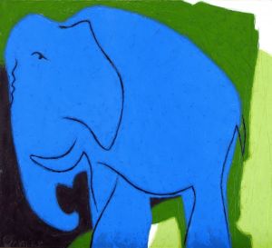 Живопись, Масло - Синий слон