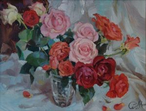 Живопись, Натюрморт - Подмосковные розы 