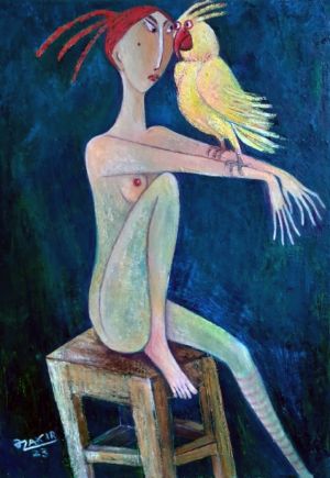 Живопись, Импрессионизм - Девушка и попугай