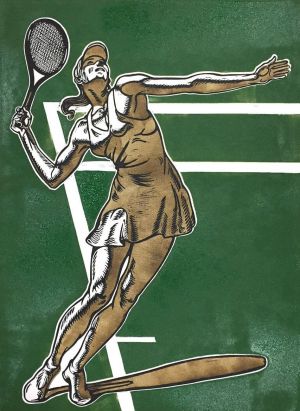 Графика, Линогравюра - Большой теннис