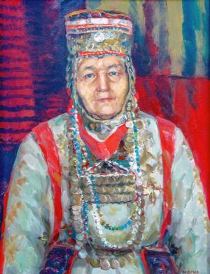 Живопись, Портрет - Женщина в Чувашском национальном костюме