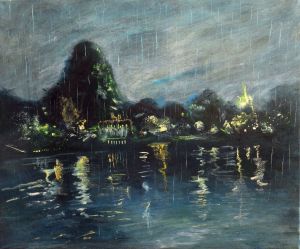 Живопись, Импрессионизм - Дождливая погода с вечерними огнями