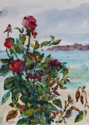 Графика, Акварель - Розы у моря. Созополь
