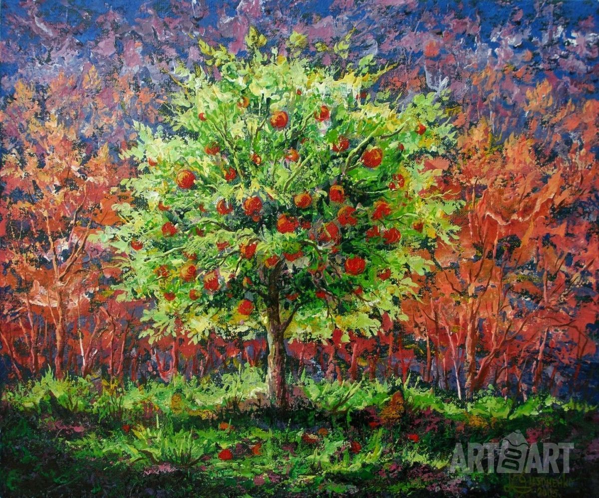 Яблоня картина. Картины Монэ яблочный сад. Картина дерево. Яблоня живопись. Яблоневый сад , деревья в живописи.