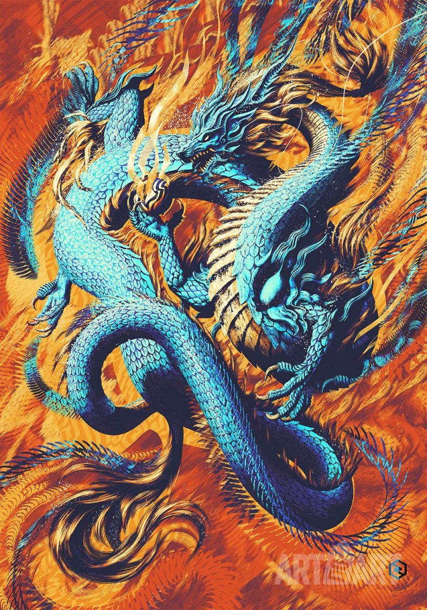 Восточная живопись дракон