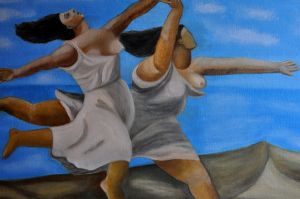 Живопись, Кубизм - Копия Пабло Пикассо:  Женщины бегущие по пляжу