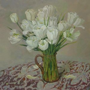 Живопись, Натюрморт - Белые тюльпаны