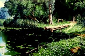 Живопись, Пейзаж - Заросший пруд (копия Поленова)