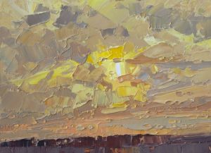 Живопись, Пейзаж - Весенний закат