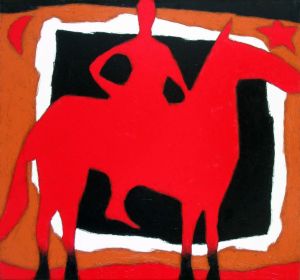 Живопись, Сюжетно-тематический жанр - Красный всадник на фоне чёрного квадрата Малевича
