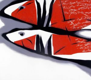 Живопись, Натюрморт - «Письма на красной рыбе»