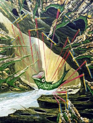 Живопись, Сюжетно-тематический жанр - Ловля рыбы в горах, на красную леску.