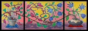 Живопись, Сюрреализм - Триптих : Цветочный поцелуй.