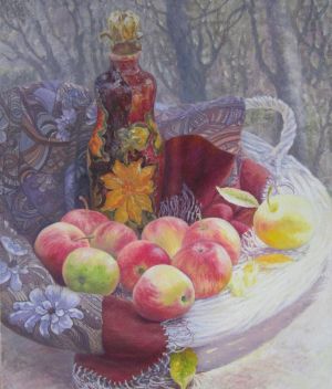 Живопись, Натюрморт - Натюрморт с яблоками и «павлопасадским» платком