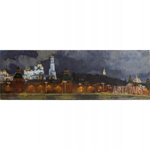 Живопись, Городской пейзаж - Ночной кремль