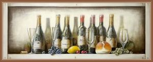 Живопись, Акрил - Натюрморт с белым и красным вином
