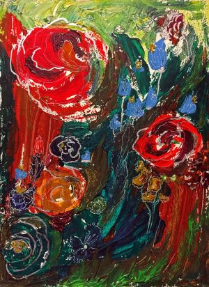 Живопись, Экспрессионизм - Цветы красные, прозрачные и другие