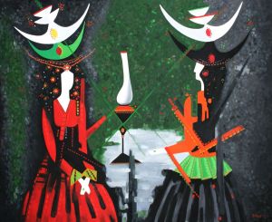 Живопись, Абстракционизм - «By the lamplight», «В искусственном освещении», «Lampa işıgıbda », oil on canvas 150x130sm, 1989 y. Artist painter Sirus Mirzazadeh 