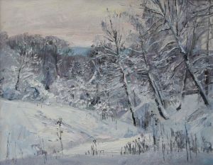 Живопись, Пейзаж - «Утро после снегопада»