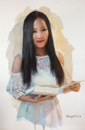 Графика, Портрет - Азиатка