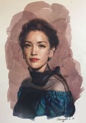 Графика, Портрет - «Красота по-азиатски»