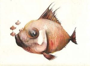 Графика, Импрессионизм - Рыбка и рыбки