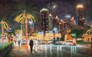 Живопись, Городской пейзаж - Дубай - жемчужина Востока