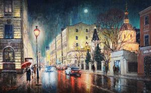 Живопись, Городской пейзаж - Улицы, умытые дождем