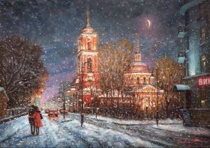 Живопись, Городской пейзаж - Вечер зимнего волшебства
