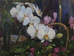 Живопись, Натюрморт - белая орхидея