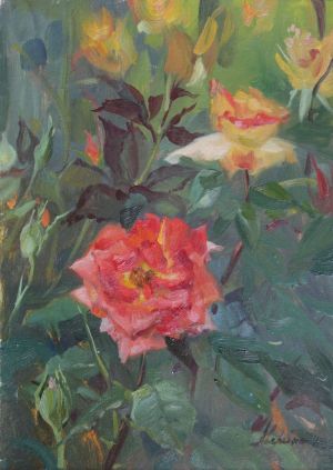 Живопись, Натюрморт - Розы в саду
