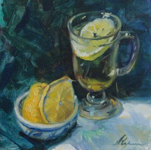 Живопись, Натюрморт - Стакан и лимоны