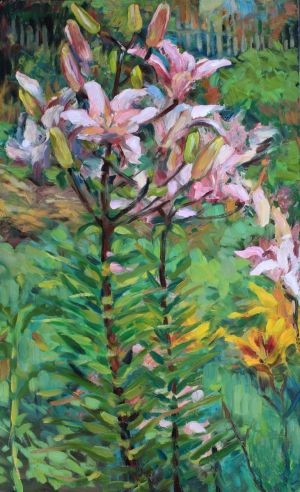 Живопись, Импрессионизм - Розовые лилии в саду