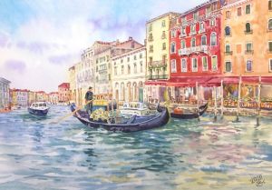 Графика, Городской пейзаж - «Полдень в Венеции»