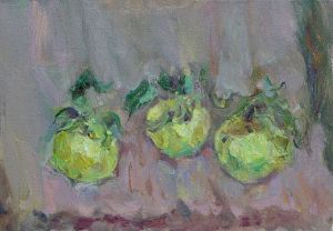 Живопись, Натюрморт - Три зеленых яблока