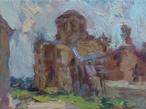 Живопись, Городской пейзаж - Храм Покрова Пресвятой Богородицы в Ельце