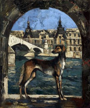 Живопись, Анималистика - Собака на Сене