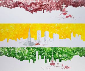 Живопись, Городской пейзаж - Японские города Киото, Саппоро, Сагамихара. Триптих