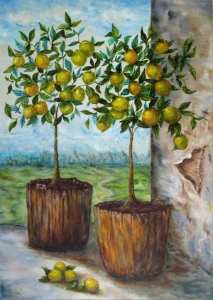 Живопись, Пейзаж - Два лимонных дерева