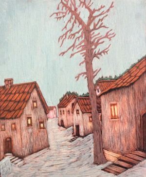 Графика, Городской пейзаж - Пасмурный день