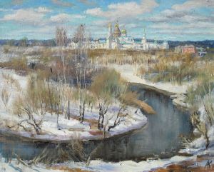 Живопись, Пейзаж - Вид на Новоиерусалимский монастырь из городского парка