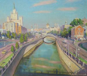 Живопись, Городской пейзаж - Раннее утро в Москве. Июнь