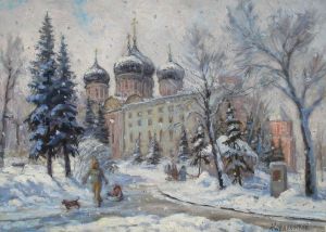 Живопись, Городской пейзаж - Зима в Москве. Усадьба Измайлово