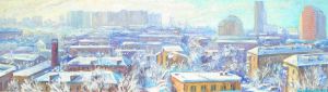 Живопись, Городской пейзаж - Морозный день в Северном Измайлово