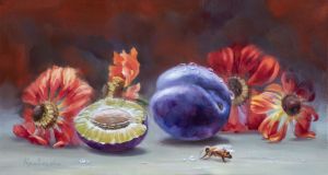 Живопись, Натюрморт - Натюрморт с цветами и пчелой