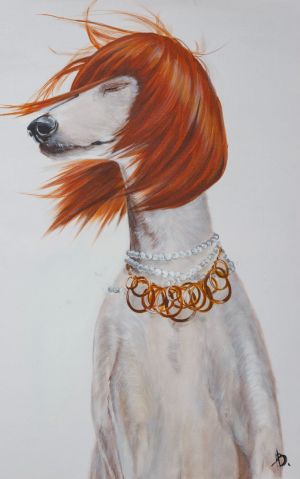 Живопись, Портрет - Ветреная собака