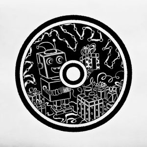 Графика, Сюжетно-тематический жанр - Время Рождества (2) Веселый робот упаковывает новогодние подарки