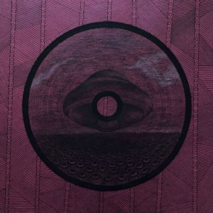 Графика, Пейзаж - Знак Черно-белая фантастическая абстракция с пейзажем на красной бумаге