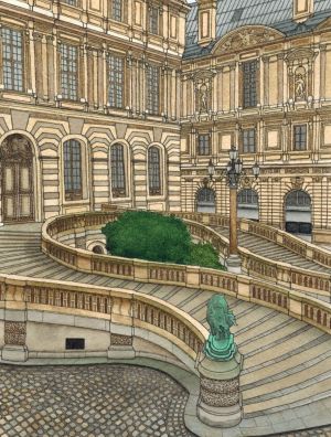 Живопись, Городской пейзаж - Двор Лувра